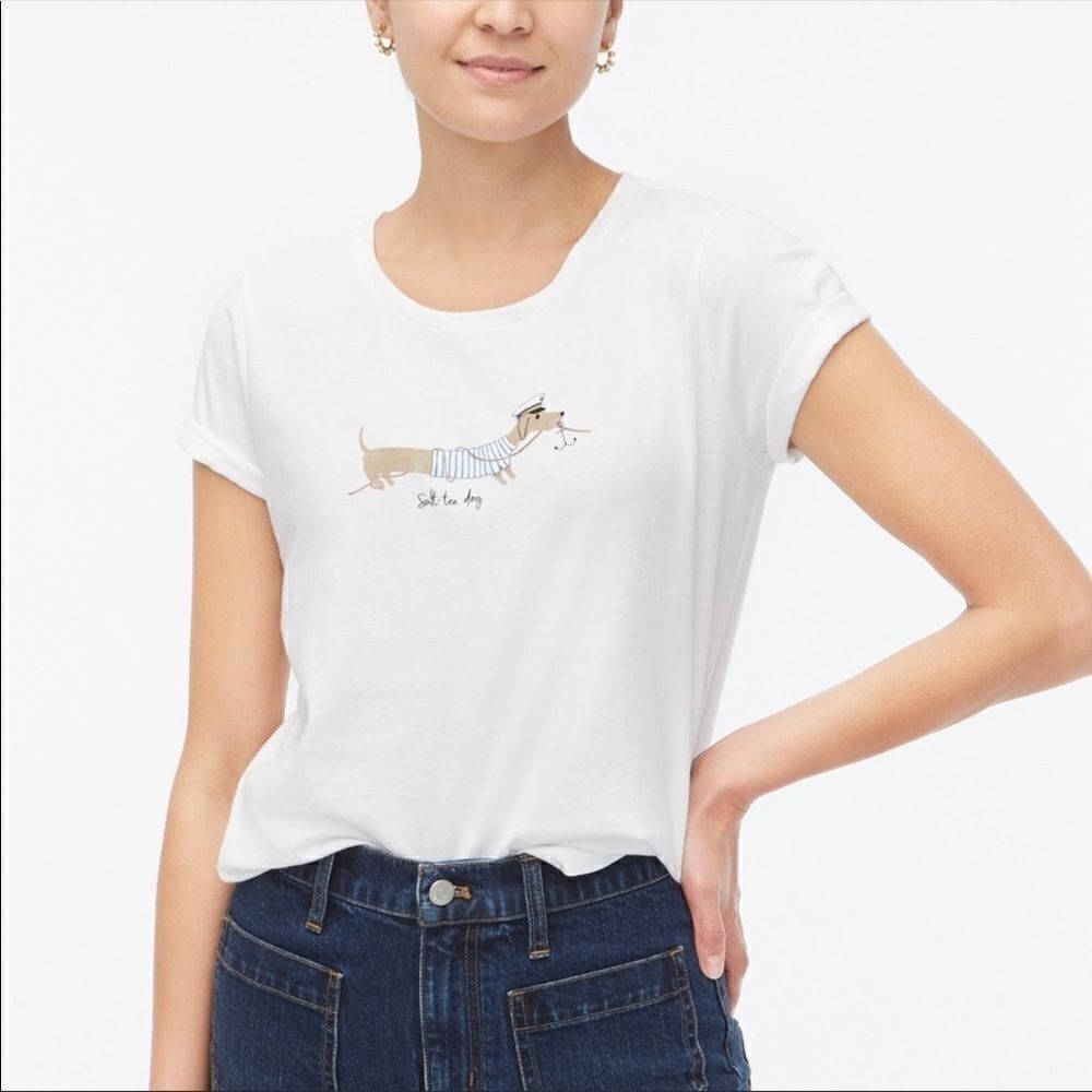 🆕J.Crew Factory Salt Tee Dog Tee XXS 